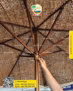 Parasol en fibre de coco de qualité supérieure, structure en bois FSC et tissu en fibre de coco naturelle, fabriqué au Vietnam - Product Image 4