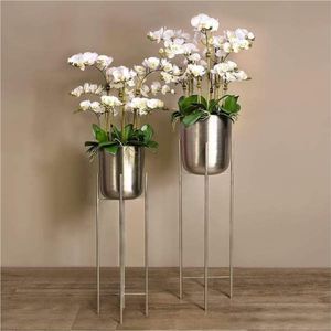 Wholesale Modern <b>Gold</b> Metal <b>Planter</b> with Tall Stand Set of 3 Luxury Indoor Plant Pots Stand Floor Standing Flower Pot Holder - Product Image 3