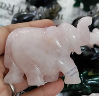 Grosir Patung Gajah Kristal Kuarsa Mawar Buatan Tangan dari Batu Alam, Figur Hewan Batu Permata untuk Dekorasi Rumah Dijual