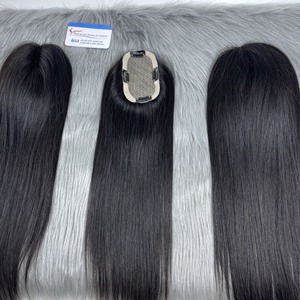 Toppers europeos de cabello humano para adelgazar el cabello 3x4 3x5 4x5 7X7 Base atada a mano completa Topper pieza de cabello humano - Product Image 4