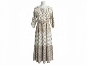 Vestido Maxi de Algodón Estampado con Mangas Tres Cuartos, Cuello Redondo, Silueta Holgada, para Mujer, Ropa de Fiesta de Verano, con Bolsillo Bordado - Product Image 3