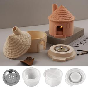 Moule en silicone pour bougie en forme de cheminée de maison de campagne, pot d'aromathérapie, poêle d'aromathérapie, plâtre, ciment, résine - Product Image 3