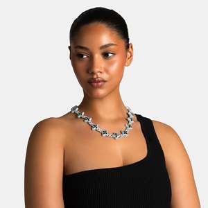 Flower Shape 925 Silver Rhodium Plated Freshwater Pearl Tennis Chain <b>Statement</b> <b>Necklace</b> Women's Luxury Party - Product Image 3