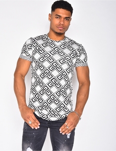 Chemise décontractée en tricot à manches courtes pour homme, col en V, motif géométrique, respirante, idéale pour l'été - Product Image 4