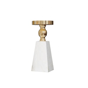 Solid Marble Base with Metal Top Christmas Decorative Pillar <b>Candlestick</b> <b>Holder</b> - Product Image 2