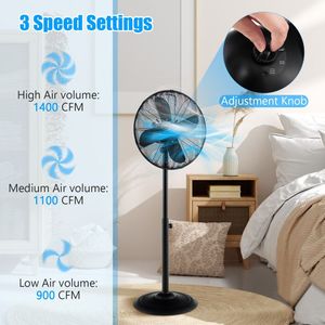 <b>16</b>-<b>Inch</b> Adjustable Height Oscillating Pedestal Standing <b>Fan</b> with 3 Speeds Tower & Pedestal <b>Fan</b> - Product Image 6