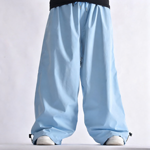 Pantalon unisexe bleu clair à jambes larges avec cordon de serrage, respirant, en polyester, coupe ample, style snowboard pour adulte - Product Image 1