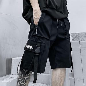 Black Cargo <b>Shorts</b> <b>Men</b> Loose Fit Elastic Waist Multi Pocket Streetwear Summer Casual <b>Bermuda</b> <b>Shorts</b> - Product Image 2