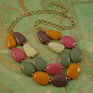 Collier de perles de résine personnalisé de luxe fabriqué à la main de qualité supérieure poli magnifique collier artisanal de perles de résine de mode pour les femmes - Product Image 4