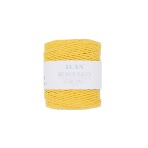 Cuerda de algodón Ilan en bobina de 4 mm, amarilla, 250 g, para manualidades - Product Image 1