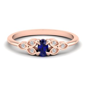 Bague REYES en or massif 14 carats avec saphir bleu taille ovale de 0,21 carat, certifiée GRA, en moissanite, pierre de naissance pour femme - Product Image 1