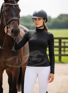Haut de performance personnalisé pour femme en tissu recyclé pour l'équitation – Sous-couche d'entraînement équestre - Product Image 6