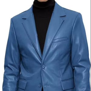 Veste Trench en Cuir Véritable Noir pour Hommes, Vente en Gros, Design de Créateur, Fermeture à Double Boutonnage et Ceinture, Une Poche Supplémentaire - Product Image 1