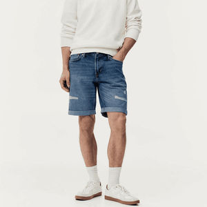 Shorts en jean pour hommes, élégants, respirants, d'été, confortables, extensibles, coupe décontractée, style moderne, vêtements décontractés, 100% coton - Product Image 1