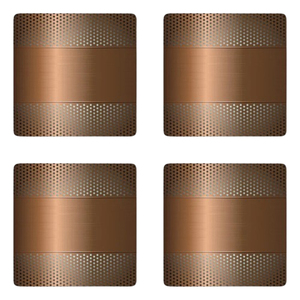 Modern Style <b>Sets</b> of 4 Stainless Steel Metal <b>Square</b> Stone Coasters Golden Antique Finish Most Demanded Mats & Pads - Product Image 1