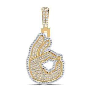 Pendentif main OK en alliage plaqué rhodium avec micro-pavé de strass en cristal, style hip-hop, breloque unisexe - Product Image 2