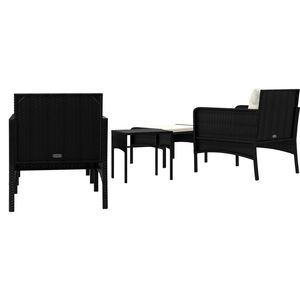 Set Lounge da Giardino Compatto in Rattan PE Bianco e Nero con Metallo, Prodotto di Qualità Premium - Product Image 6