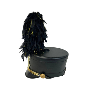 Chapeau Shako de haute qualité en cuir de vachette imperméable, style infanterie napoléonienne française, avec broderie 3D, plume et plaque d'aigle en laiton, pour usage décontracté - Product Image 3