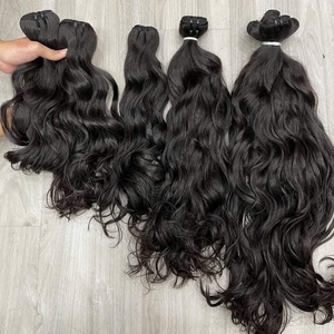 <b>Top</b> Quality Raw Natural Wavy Weft Natural Black <b>Silky</b> Smooth Cuticle Aligned No Tangle No Ready To Ship 100% Human Hair - Product Image 3