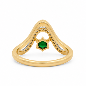 Anillo de Diamantes Hexagonal con Esmeralda Verde de Lujo para Mujer, Anillo Romántico Inspirado en la Naturaleza para Boda o Fiesta, Oro 10K 14K 18K, Plata 925 935 - Product Image 4