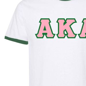Camiseta AKA con letras para mujer, camiseta de algodón rosa, blanca y verde, ropa griega informal de moda de manga corta, top cómodo para el día a día - Product Image 5