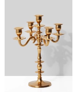 Candelabro de Aluminio Dorado de 5 Brazos, Personalizado OEM ODM, para Centro de Mesa de Boda, Sala de Estar, a Precios Accesibles - Product Image 1