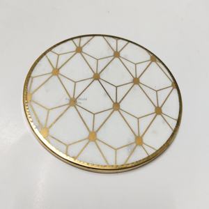 ที่รองแก้วลายหินอ่อนธรรมชาติสีขาวสวยกำหนดโลโก้ - Product Image 1