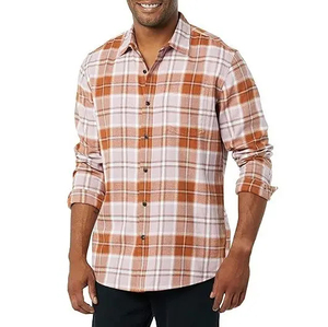 Men's <b>Plaid</b> Flannel <b>Shirt</b> Full Sleeve Button-Down Collar Casual Breathable 100% Cotton Spring Wear - Product Image 5