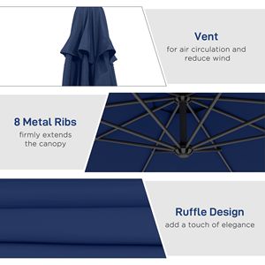 Ombrellone da Patio a Braccio Orientabile Blu Navy 10FT, Materiale Resistente ai Raggi UV e all'Acqua, Raggio 3M per Parchi - Product Image 6