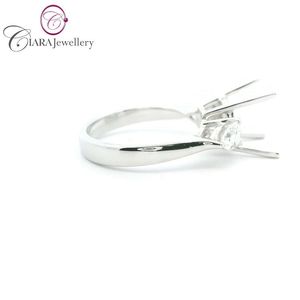 18K AU750 CLASSIC WHITE GOLD NATURAL DIAMOND 8x8MM <b>CUSHION</b> SHAPE THREE STONE <b>RING</b> MOUNT WITH PEAR SHAPE DIAMONDS on SHOULDER - Product Image 4