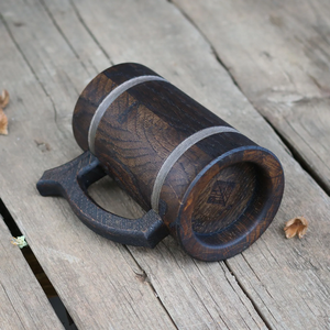 Handcrafted Wooden Beer <b>Mug</b> With Metal Bands Classic Vintage Style Tankard Reusable Drinking <b>Mug</b> For Bar Use Rustic coffee <b>mug</b> - Product Image 6