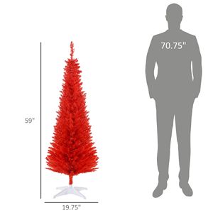Albero di Natale Rosso Realistico da 180 cm con 294 Punte di Rami e Base in Plastica, Albero di Natale Decorato per Interni - Product Image 3