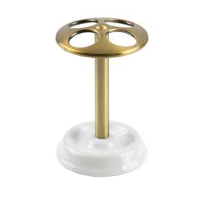 Support mural pour brosse à dents et gobelet, organisateur de salle de bain en acier inoxydable finition or, support en verre pour accessoires - Product Image 6