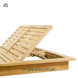 Chaise longue d'extérieur en teck massif, lit de jour minimaliste pour resort, piscine, patio et plage - Product Image 5