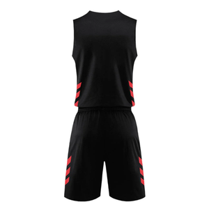 Ensemble de maillots et shorts de basket-ball unisexe noir OEM, personnalisable avec le nom/le numéro de l'équipe, respirant, séchage rapide, kit de basket-ball d'été - Product Image 4