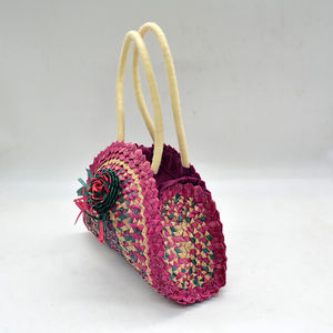 Sac à main en paille tressée fait main avec motif paysager, écologique, souple, pour la vie quotidienne - Nouveau design de sac à main - Product Image 3