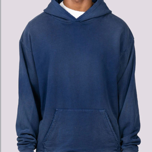 Sweat à capuche vintage pour homme avec logo personnalisé, en molleton de coton recyclé épais, séchage rapide, respirant, avec poches, coupe longue - Product Image 2