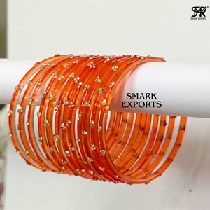 Premium Kashmiri Noor Glass <b>Bangles</b> Set 12-Piece Gold Plated Indian Traditional Bridal Wedding Ethnic Women's <b>Bracelet</b> - Product Image 4