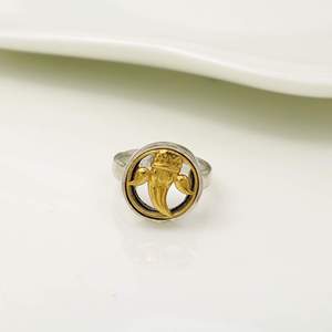 Bague Ganesha en argent 925 plaqué or 18 carats, bijoux religieux unisexe pour un usage quotidien - Product Image 3