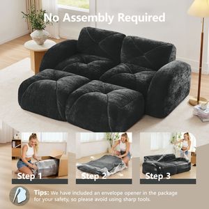 Divano a U Senza Struttura in Velluto Morbido, Design Trapuntato, Spugna ad Alta Densità 32D, Base Ergonomica, Nessun Montaggio Richiesto, per Soggiorno - Product Image 3