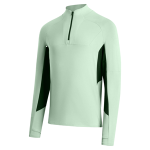 Chemise de sport ajustée pour homme, gris clair, manches longues, fermeture éclair, anti-humidité, avec empiècements noirs - Product Image 6