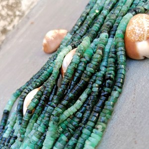 Cuentas de esmeralda verde suave con tonos, forma de neumático, 6mm, corte de rueda, Heishi, para fabricación de joyas, 13 pulgadas, suministro al por mayor, terceros - Product Image 1