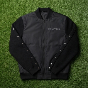 Chaqueta bomber ligera negra para hombre con mangas de punto, cierre de cremallera, estilo casual, personalizada, ropa de calle. - Product Image 6