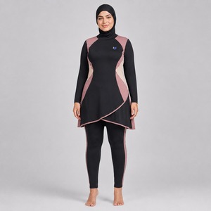 Ensemble Burkini Modeste 4 Pièces Couvrant Entièrement le Corps, Maillot de Bain Musulman Élégant à Manches Longues pour Femme - Product Image 1