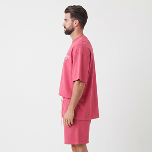 Ensemble short et t-shirt de sport pour homme, surdimensionné, personnalisé, 100% coton bio, haute qualité, été - Product Image 3