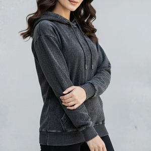 Hoodies pour femmes tendance, légers et chauds pour l'hiver, effet délavé, nouvelle conception, marque privée, vente en gros - Product Image 3