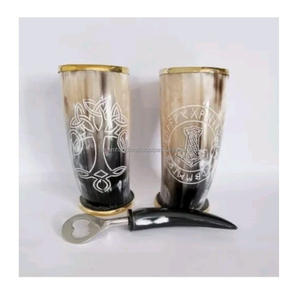 Personalizado exquisito Vintage oso bebiendo Koi taza hecha a mano cuerno Natural corto antiguo tallado estilo Animal negocio perfecto - Product Image 5