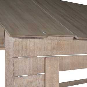 Lit superposé en bois massif gris antique, durable et écologique, design enfantin avec toit/fenêtre/barrière/échelle, aucun sommier tapissier nécessaire, salle à manger - Product Image 2