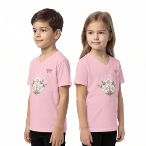 Camiseta Deportiva Sublimada con Cuello en V y Estampado Floral para Niños, Unisex, con Estampado de Corazones, para Niños y Niñas, Ropa Casual al por Mayor, Producción de Prendas Estampadas - Product Image 4