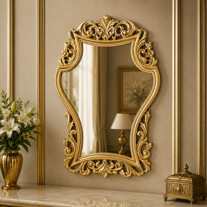 Espejo de Pared Auris Flow con Tallado en Madera, Marco Decorativo Premium Hecho a Mano, Elegante y Moderno para Sala de Estar, Dormitorio o Entrada - Product Image 3